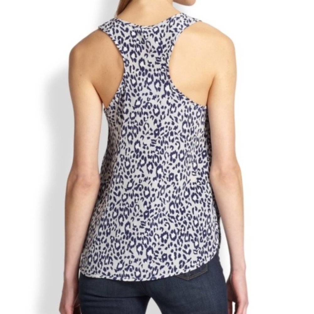 Joie Leopard Print Gray Silk Racerback Tank Top - Picture 8 of 11